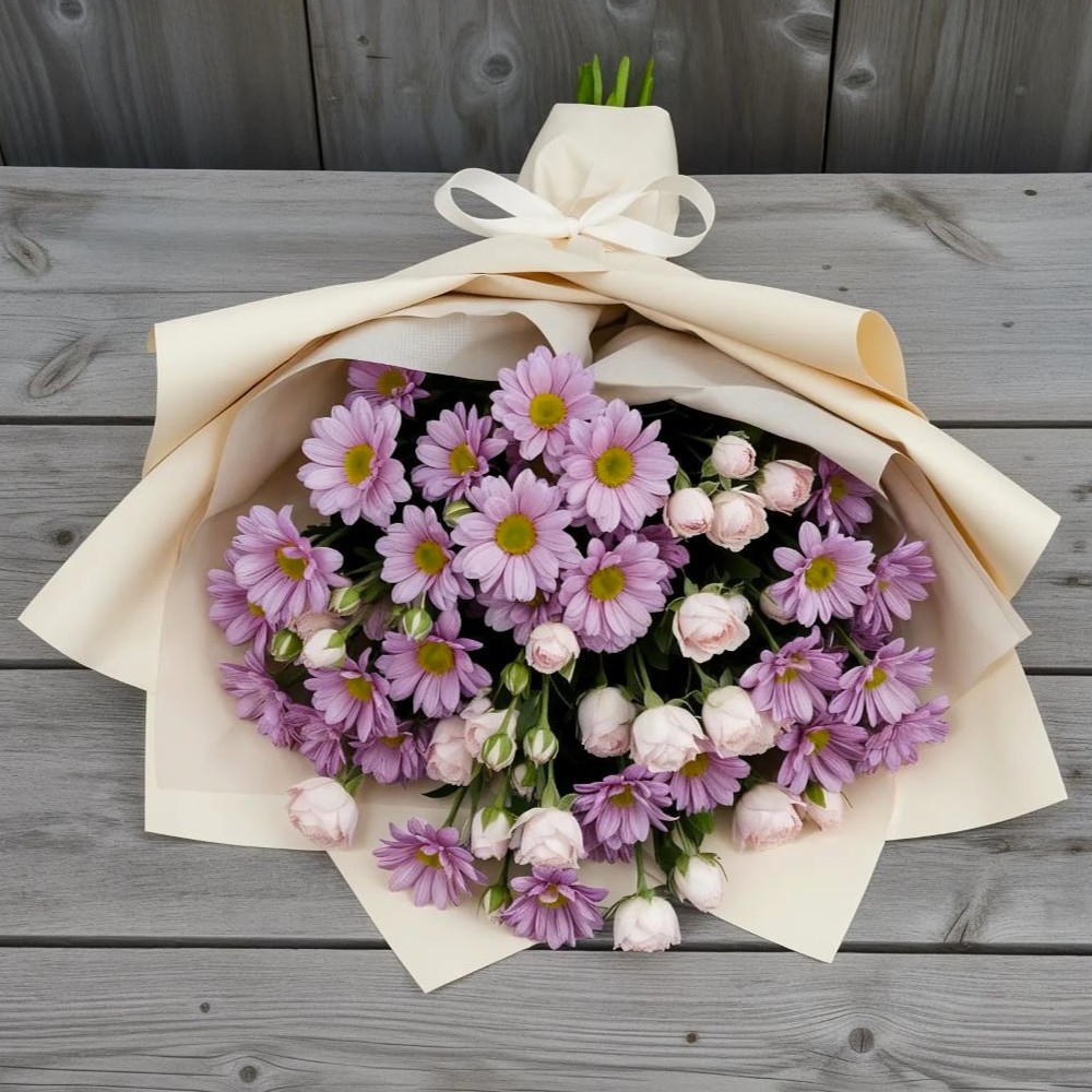 Букет цветов из: Розы и Хризантемы в Жилино-2