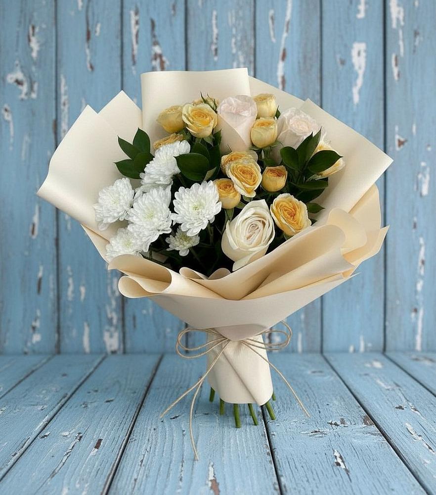 Букет цветов из: Розы и Хризантемы в Жилино-2
