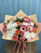 Букет цветов из:  Розы, Герберы и Хризантемы #REPLACE_PRED# Жилино-2