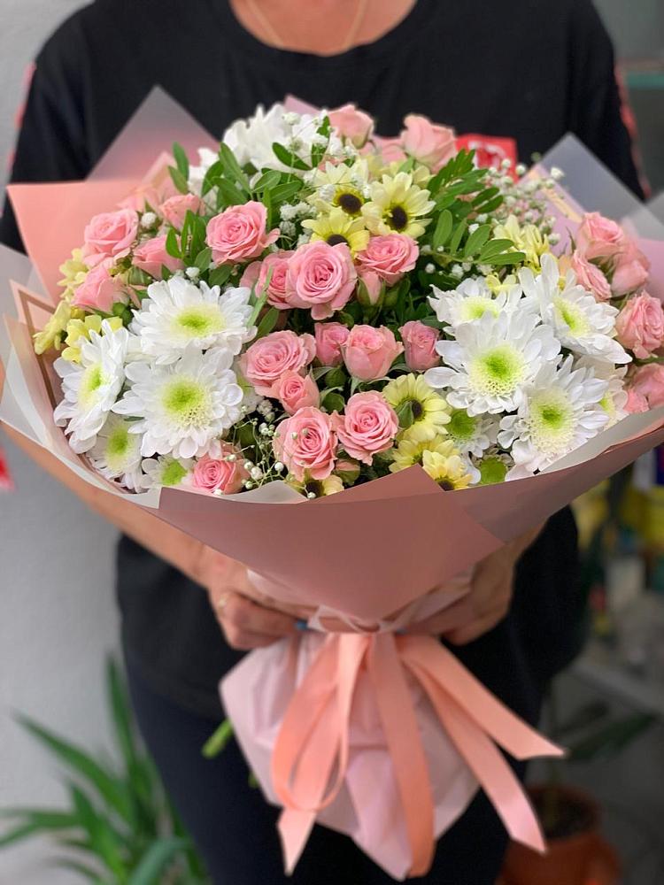Букет цветов из: Розы и Хризантемы в Жилино-2