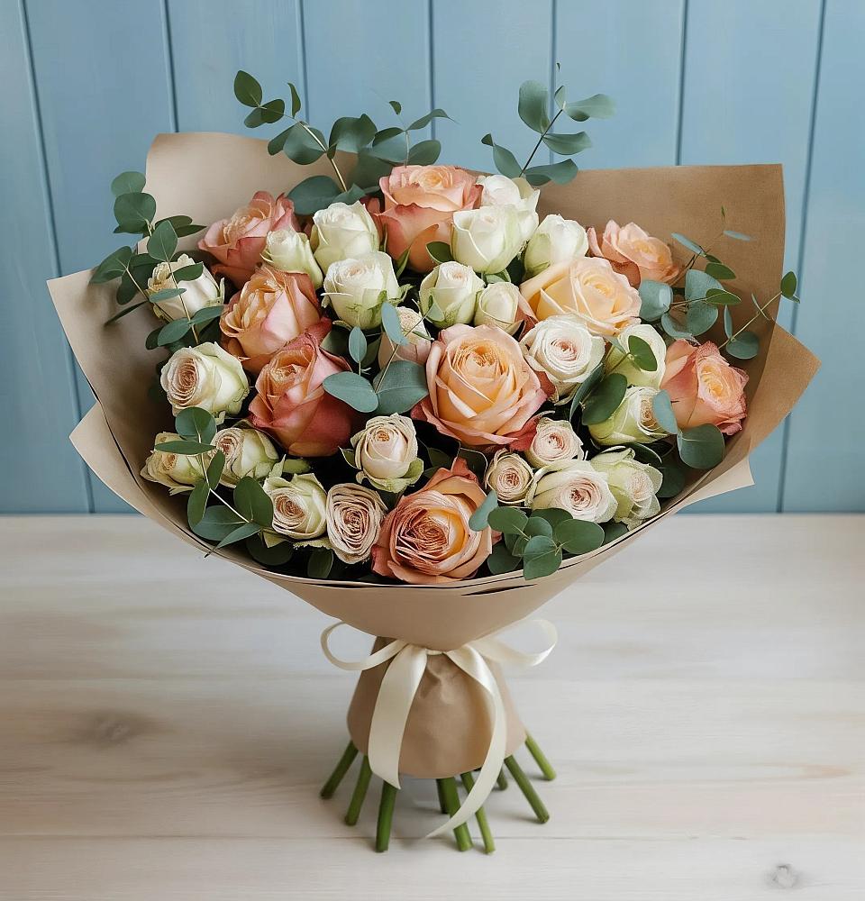 Букет цветов из: Альстромерии и Розы в Жилино-2