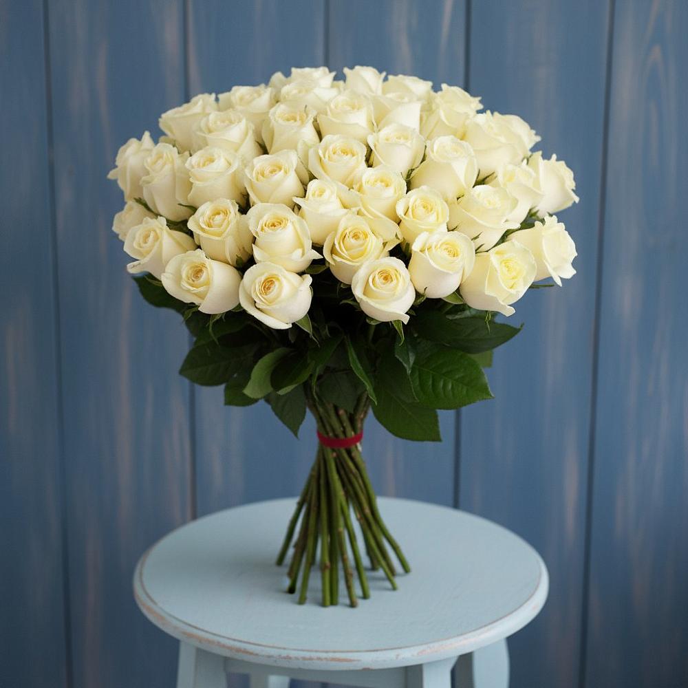Букет 51 Белая роза Эдлесс Лав в Жилино-2