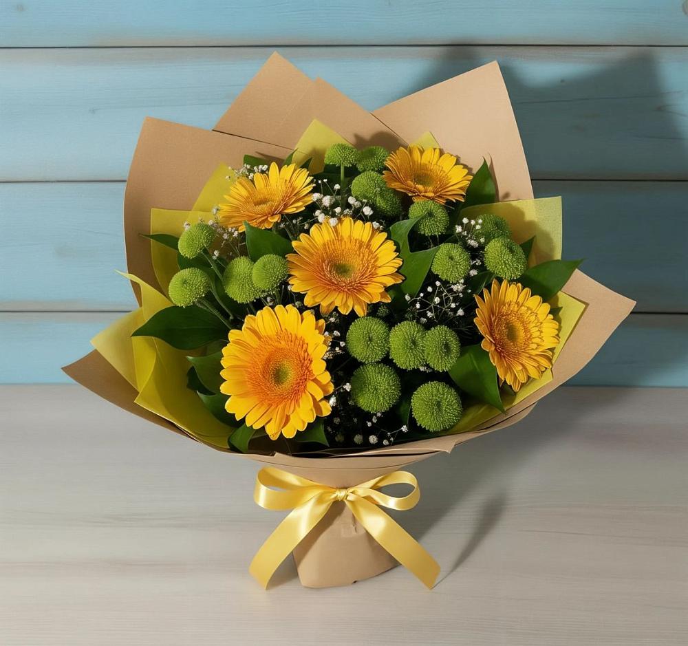 Букет цветов из: Герберы и Хризантемы в Жилино-2
