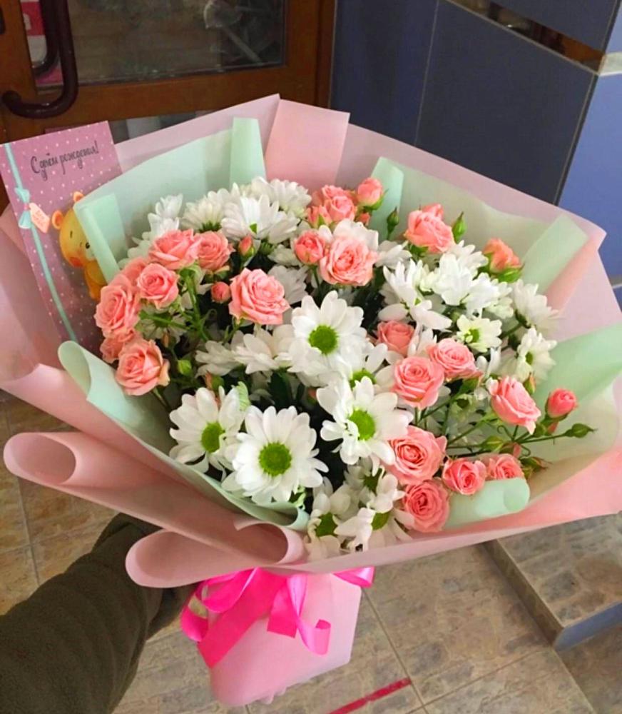 Букет цветов из: Розы и Хризантемы в Жилино-2