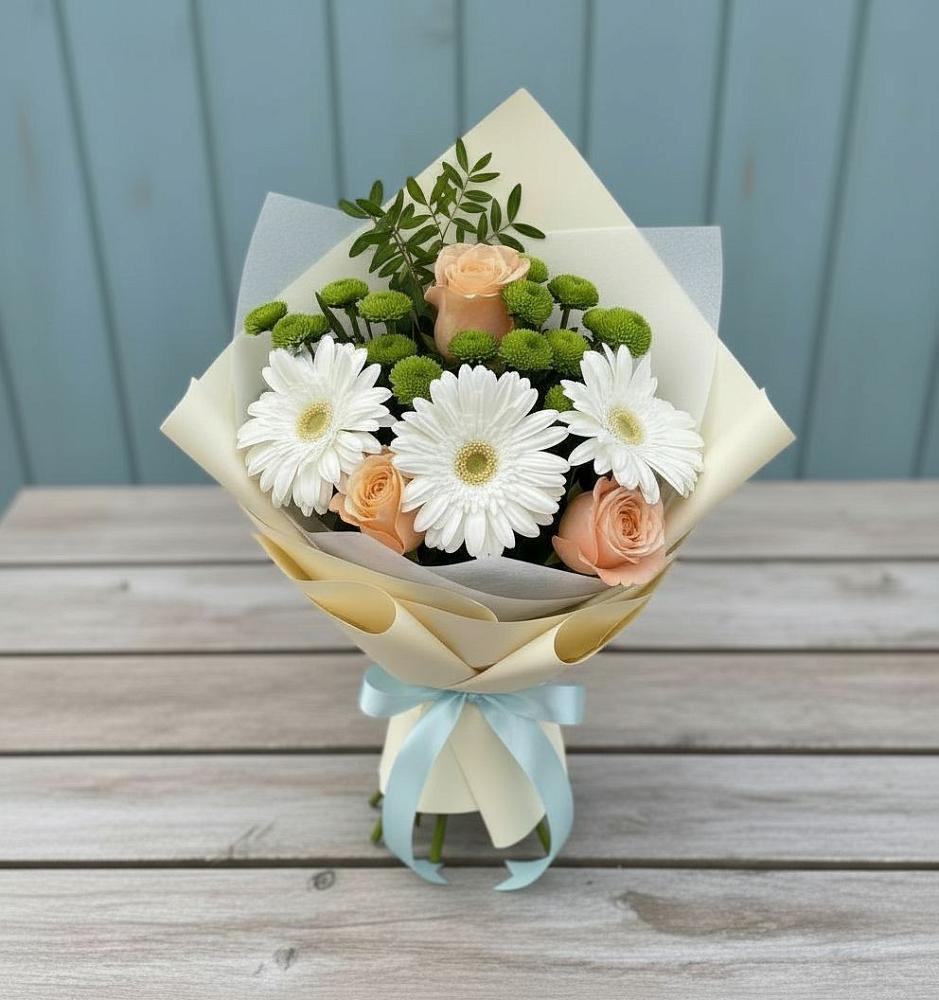 Букет цветов из: Герберы, Розы и Хризантемы в Жилино-2
