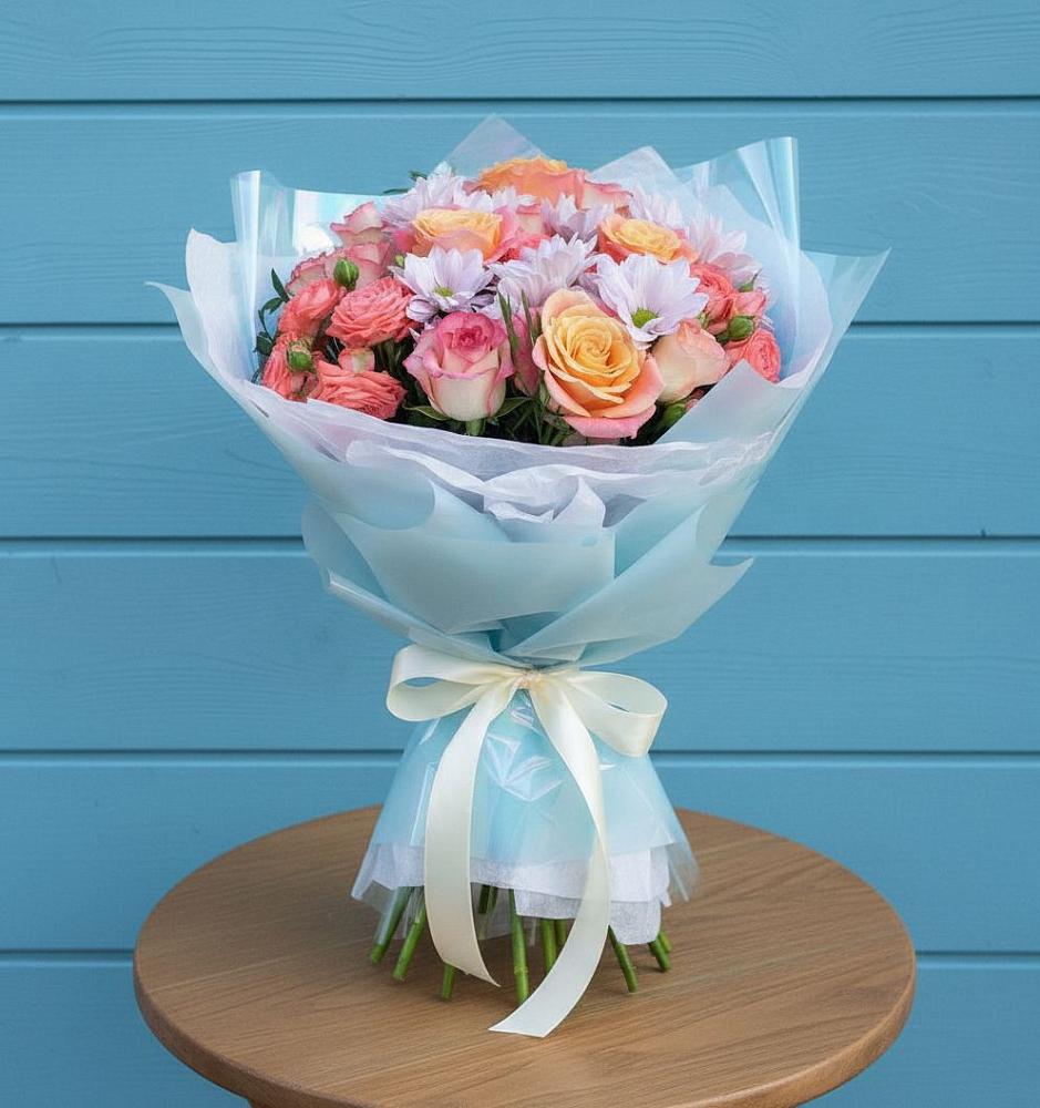 Букет цветов из: Хризантемы и Розы в Жилино-2