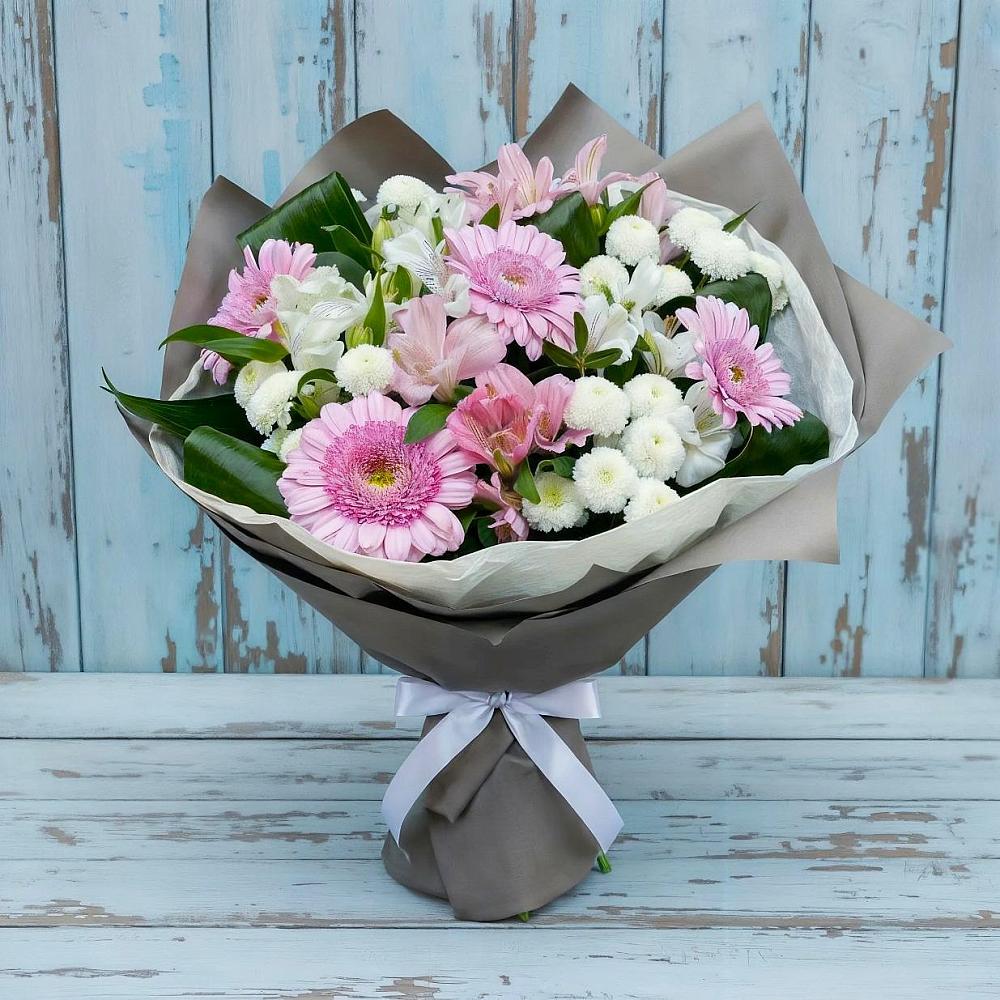 Букет цветов из: Герберы, Альстромерии и Хризантемы в Жилино-2