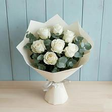 Букет Белые розы в Эвкалипте #REPLACE_PRED# Жилино-2
