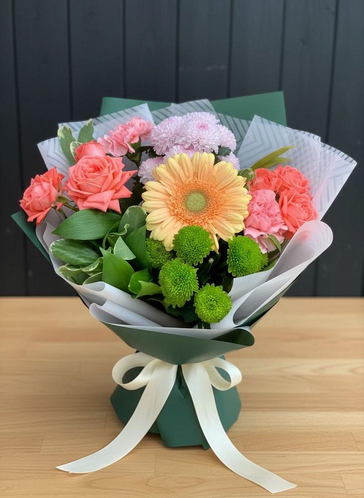 Букет цветов из: Гвоздики, Розы, Герберы и Хризантемы в Жилино-2