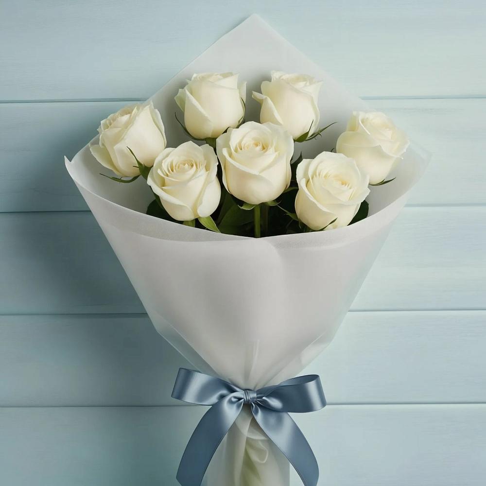Букет 7 Белых роз Эдлесс Лав в Жилино-2